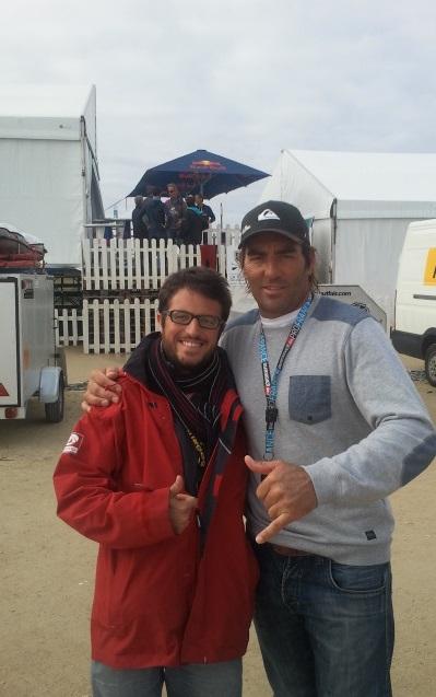 Avec Antoine Albeau, star du windsurf, lors de l'épreuve de coupe du monde pwa windsurf de La Torche, en 2014